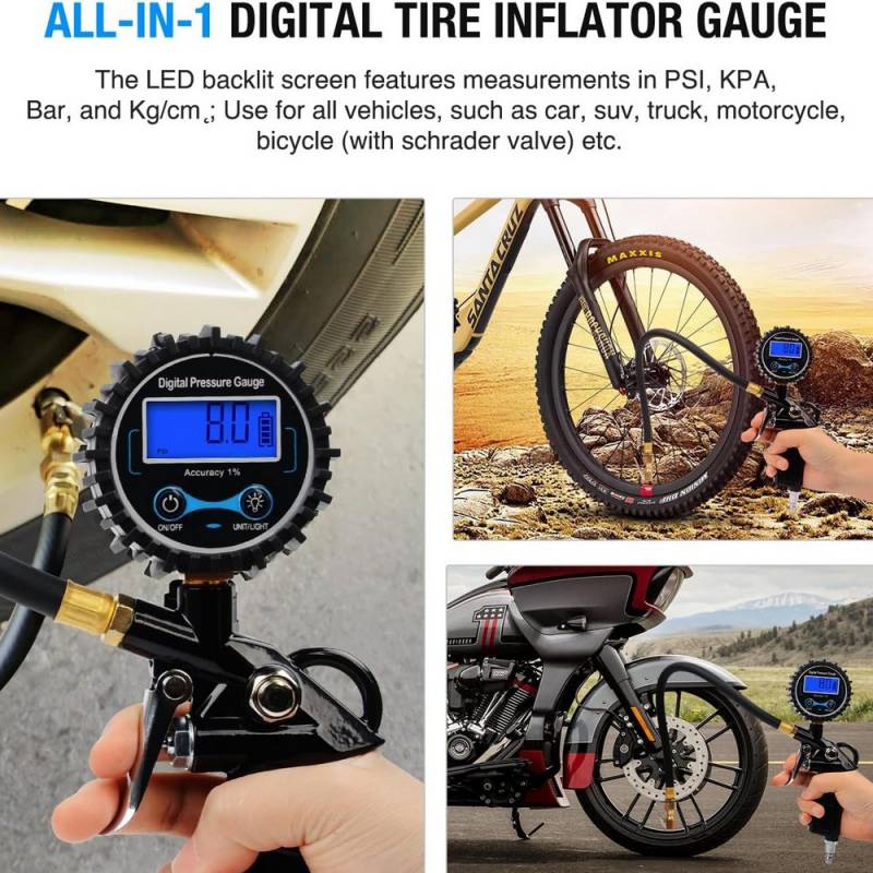 Nilight Digital Tire Inflator Pressure Gauge
