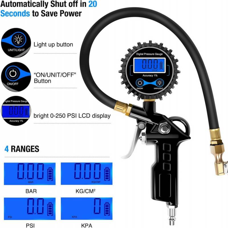 Nilight Digital Tire Inflator Pressure Gauge