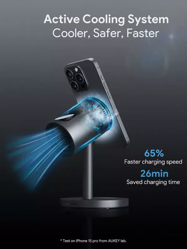 AUKEY MagFusion 3-in-1 Pro Qi2 Active Cooling Wireless Charging Station