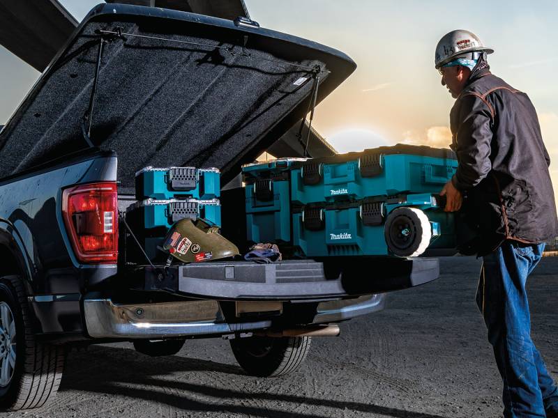 Makita MAKTRAK System in the back of a truck