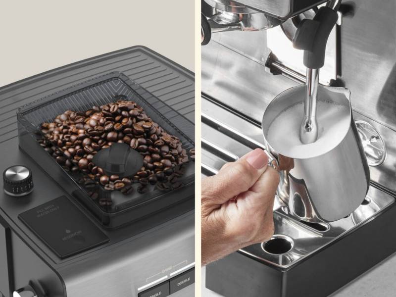 The grinder and frother of the Cuisinart Espresso Bar Grind & Brew Espresso Machine