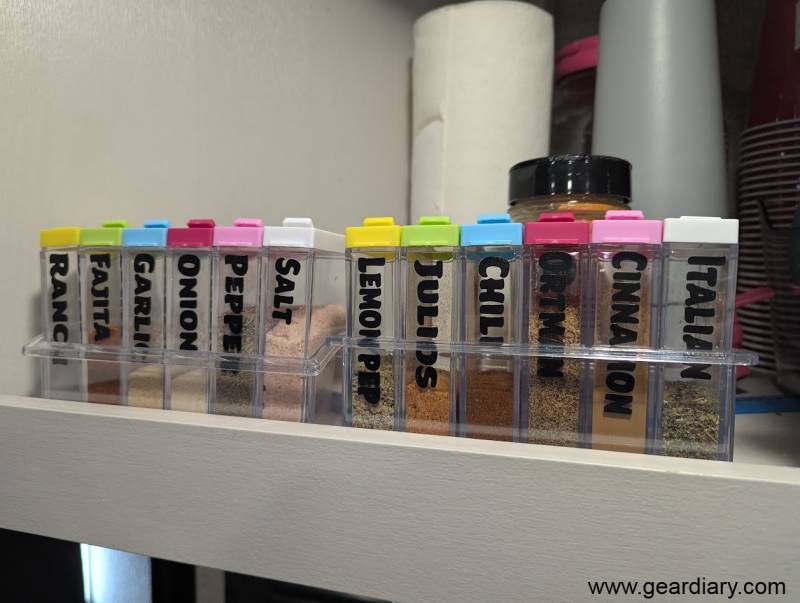 Spice rack labels made with the Cricut Maker 4