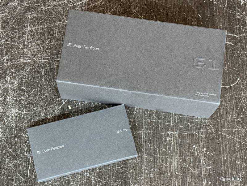 Even Realities Even G1 Smart Glasses and the Clip-ons boxes