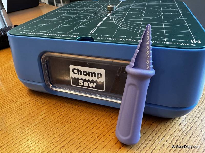 The ChompSaw comes with a hole punch