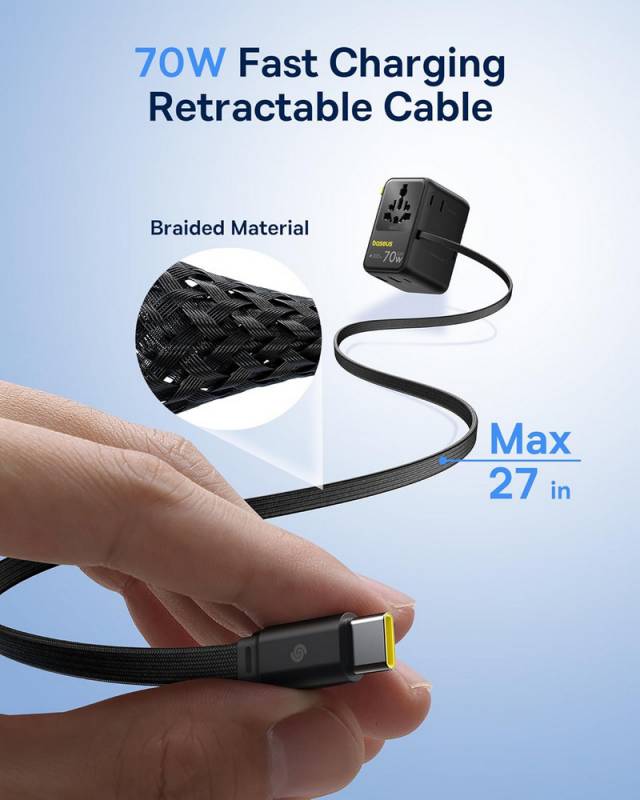 Baseus EnerCore CG11 6-in-1 Universal Travel Adapter with Retractable Cable
