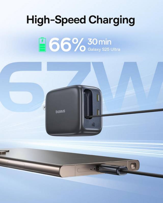 Baseus EnerCore CJ11 67W Fast Charger with Retractable Cable