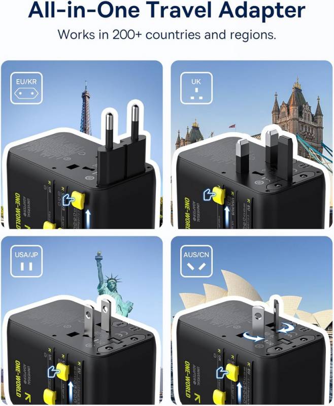 Baseus EnerCore CG11 6-in-1 Universal Travel Adapter with Retractable Cable