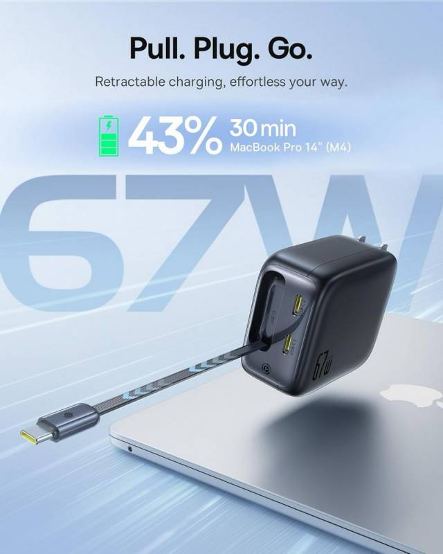 Baseus EnerCore CJ11 67W Fast Charger with Retractable Cable