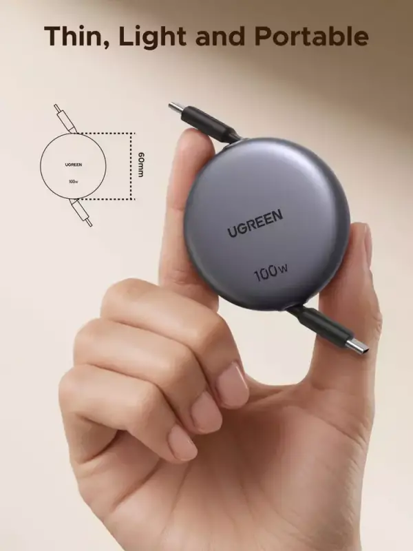 UGREEN Nexode USB-C to USB-C PD Fast Charging Retractable Cable