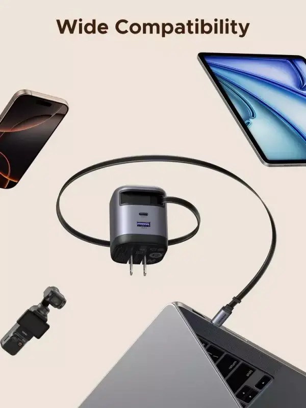 UGREEN Nexode GaN 65W Fast Charger with Retractable Cable
