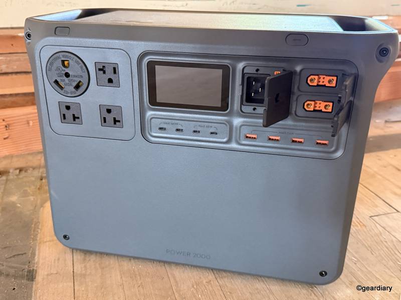 The ports on the DJI Power 2000 Portable Power Station