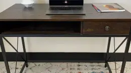 DecorTech Industrial Metal and Wood Writing Desk