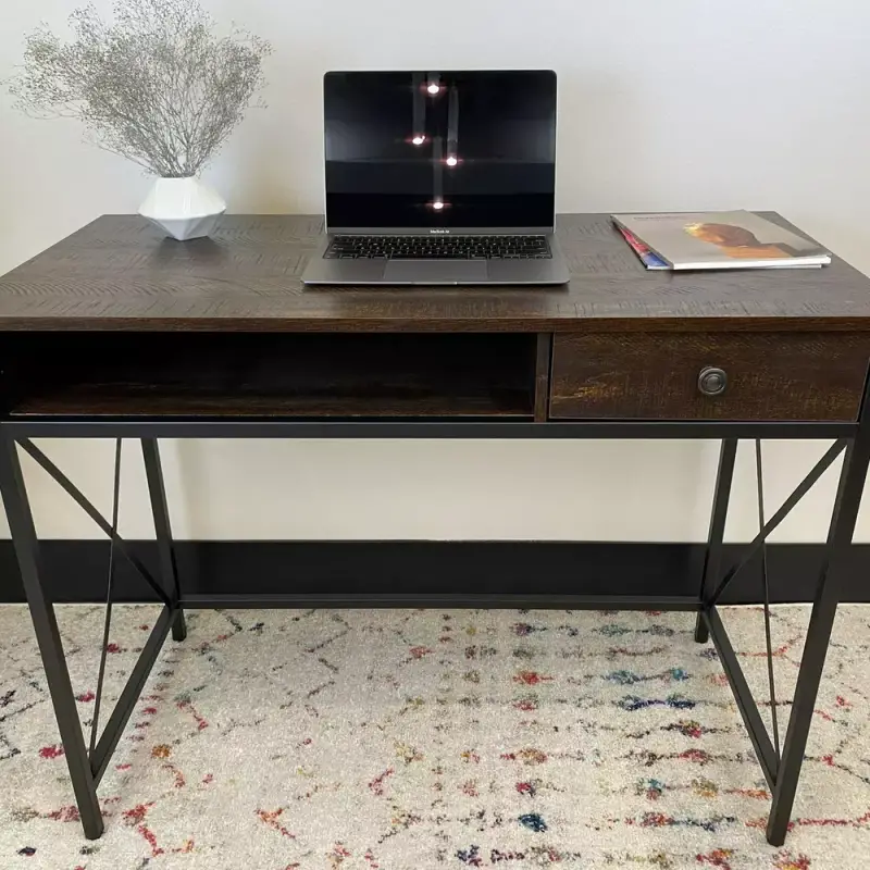 DecorTech Industrial Metal and Wood Writing Desk
