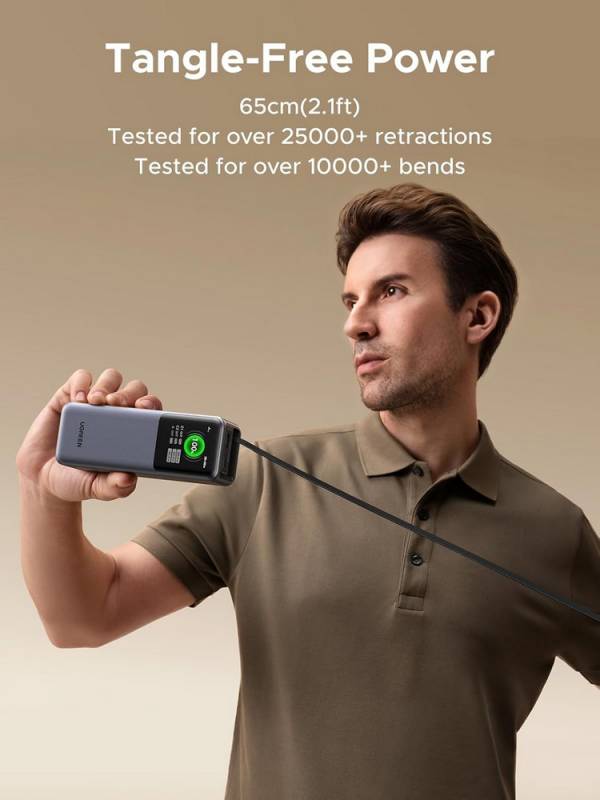 UGREEN Nexode 20,000mAh Power Bank with Retractable Cable