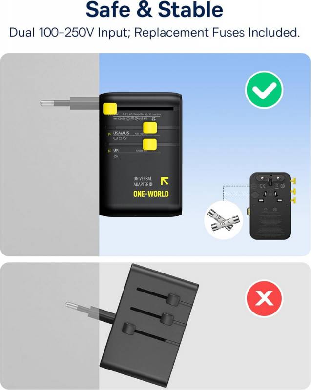 Baseus EnerCore CG11 6-in-1 Universal Travel Adapter with Retractable Cable