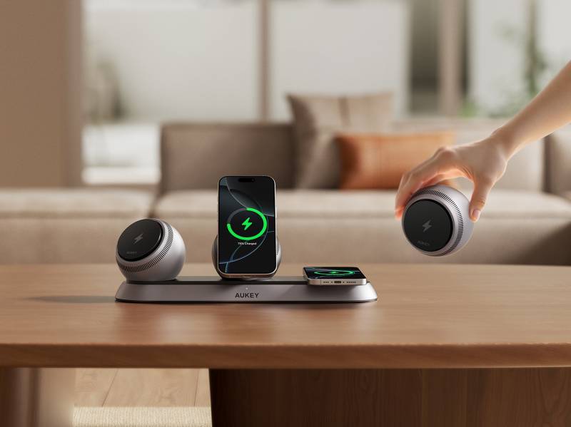 AUKEY MagFusion Ark: The Modular Wireless Charger That Wants to Replace Every Cable You Own 7 AUKEY MagFusion Ark on a conference table