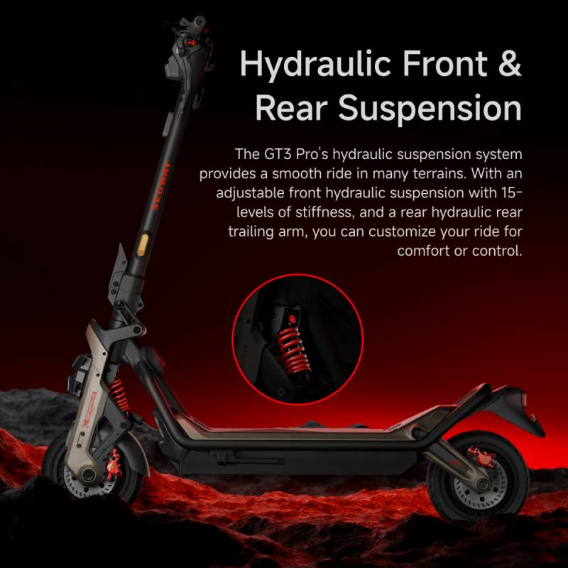 Segway SuperScooter GT3 Pro Launches August 12: Hold Onto Your Helmet, This Thing Hits 50 mph 5 Segway SuperScooter GT3 Pro front suspension