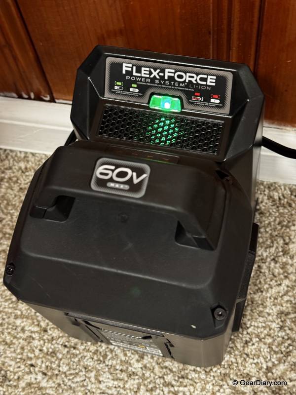 Toro 60V MAX 900 CFM Brushless Leaf Blower Review: Gas-Powered Performance Without the Hassle 7 The Toro 60V MAX 900 CFM Brushless Leaf Blower's battery charger