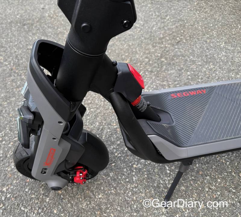 Segway GT3 SuperScooter Review: Speed, Comfort, and Smart Features in This Practical Premium Ride 5 Front wheel of the Segway GT3 SuperScooter