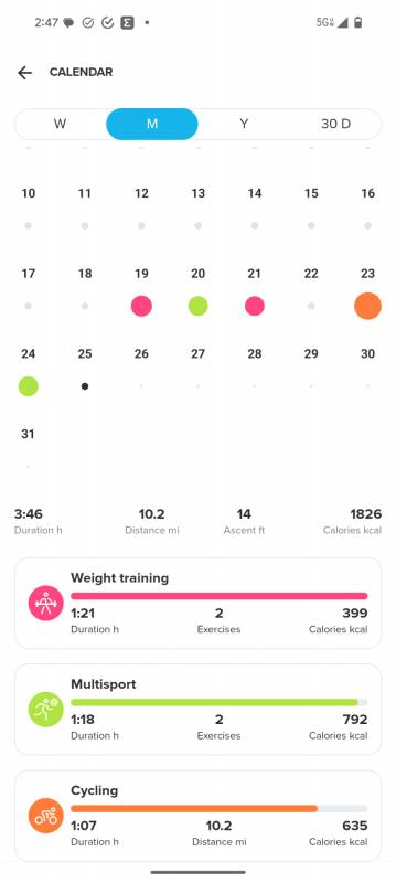 Suunto Run Review: Tap Into Your Fitness Potential with the Ultimate Workout Companion 8 Calendar in the Suunto app showing workouts