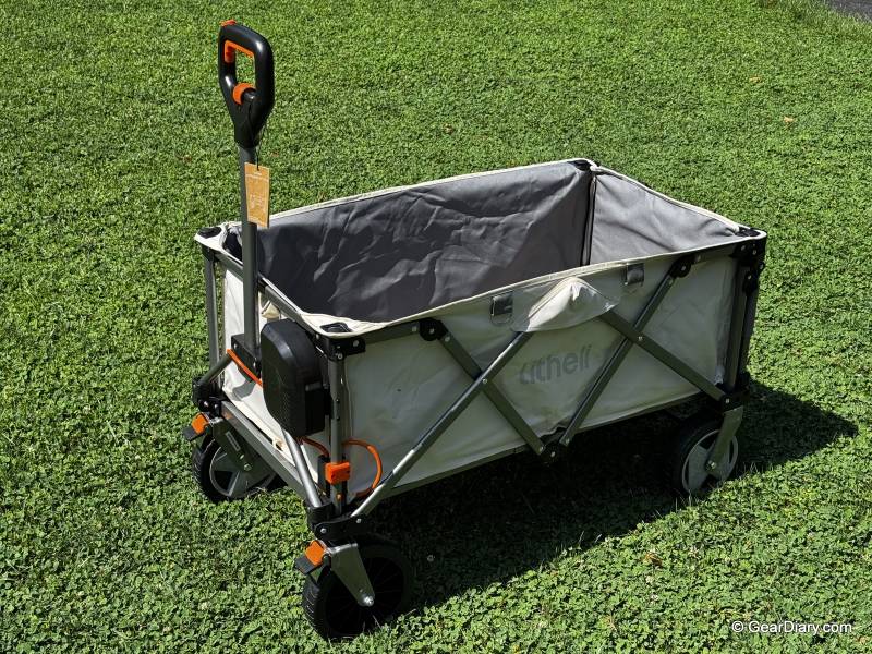 Litheli W1 Pro Electric Foldable Utility Camping Wagon Review: Testing the Future of Outdoor Transport 1 Litheli W1 Pro Electric Foldable Utility Camping Wagon on the author's lawn