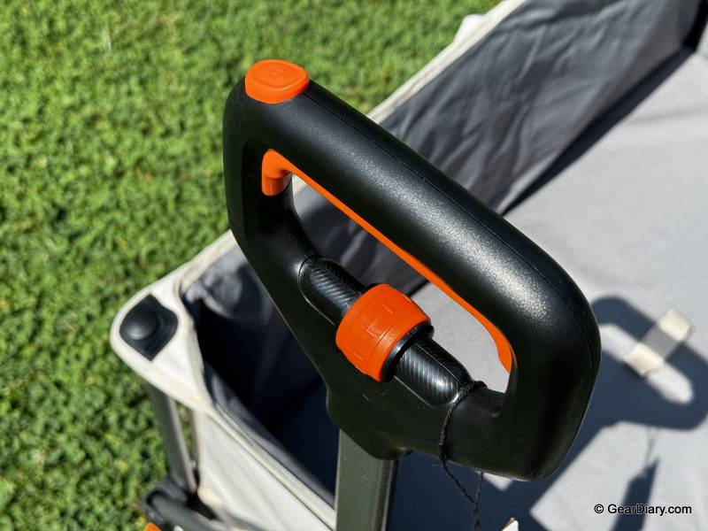 Litheli W1 Pro Electric Foldable Utility Camping Wagon Review: Testing the Future of Outdoor Transport 10 The handle on the W1 Pro Electric Foldable Utility Camping Wagon