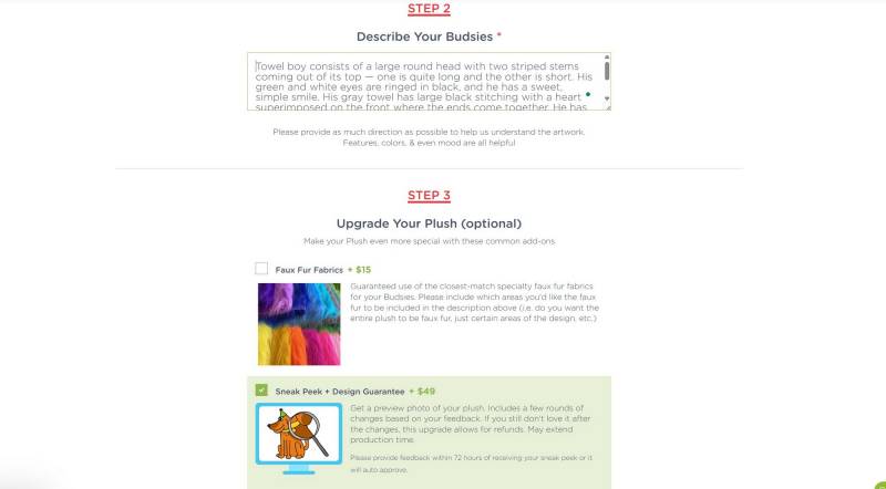 Budsies Custom Plush Toy Review: How to Turn Your Child's Scribbles into Huggable Art 4 Budsies ordering process
