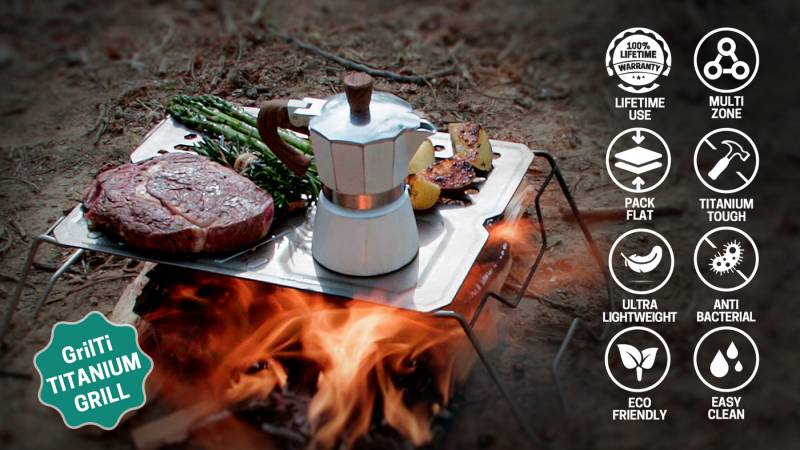 GrilTi 2.0 Titanium Grill: A Pack-Flat, Three-Zone Outdoor Cooking Setup for Campers, Van-Lifers, and Anyone Who Wants Real Food in the Wild 2 GrilTi 2.0 Titanium Grill