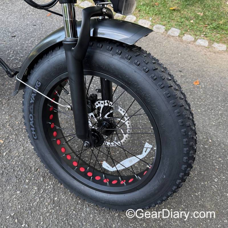 Heybike Mars 3.0 Review: A Folding E-Bike With Big Power, Smooth Suspension, and Features That Punch Above Its Price 10 Heybike Mars 3.0 front wheel