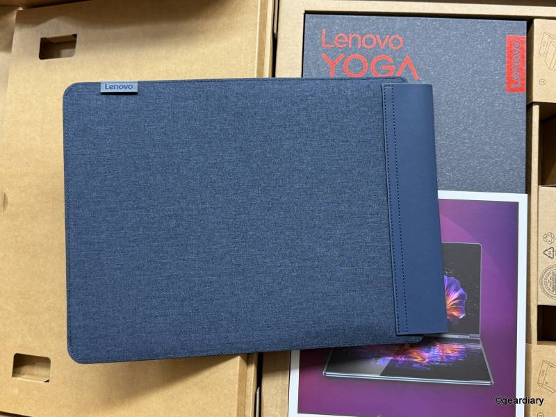 Lenovo Yoga Book 9i Gen 10 Review: A Lightweight Dual-Screen Laptop with Serious Multitasking Skills 10 The included sleeve for the Lenovo Yoga Book 9i Gen 10