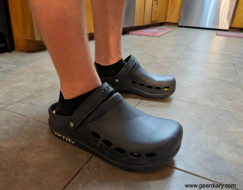 VKTRY Recovery Clog Review: Carbon Fiber Comfort That Helps Feet and Legs Recover Faster After Long Days on the Field 4 The author wearing the VKTRY Recovery Clog