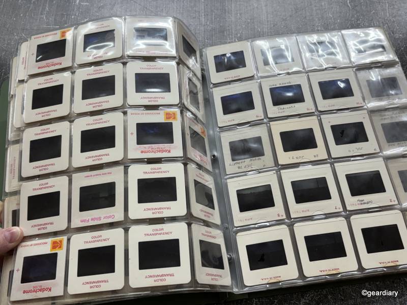 Pages of slides inside the binder.
