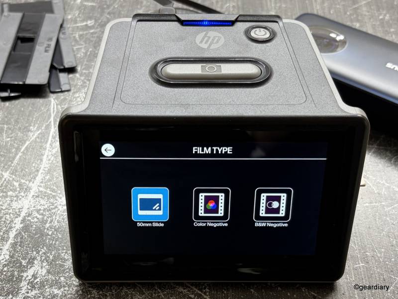 Settings on the HP FilmScan 5" TouchScreen Film Scanner