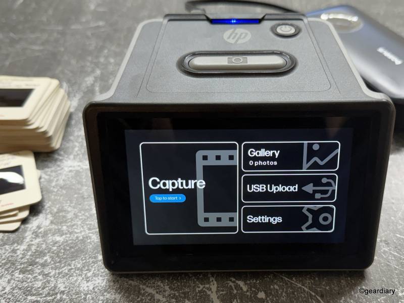 Settings on the HP FilmScan 5" TouchScreen Film Scanner