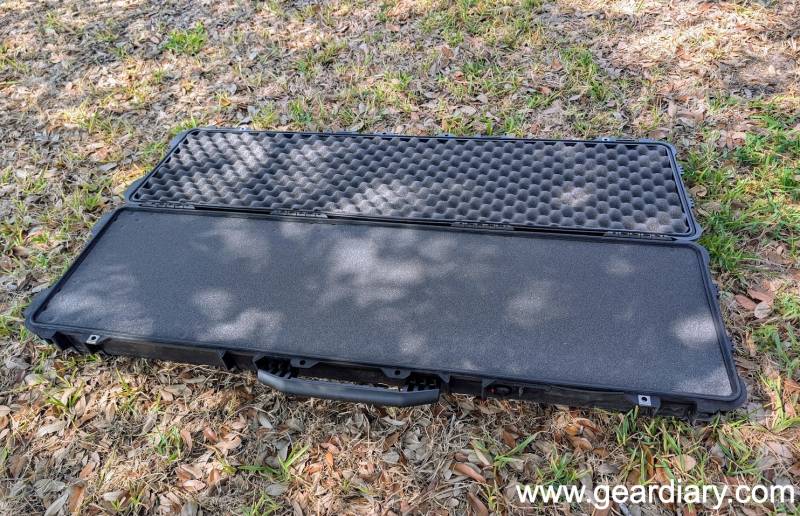 Pelican 1750 Protector Long Case and RE-SET Kit Review: Rugged, Reliable, and Ready for Any Hunt 3 The Pelican 1750 Protector Long Case opened to show the stock foam interior.