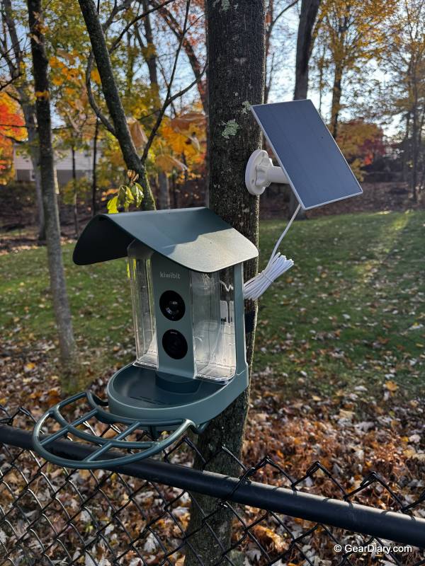 Kiwibit Beako Smart Bird Feeder Review: Beautiful Design, Great Camera, but Beware the Squirrels 7 Kiwibit Beako Smart Bird Feeder with solar panel installed
