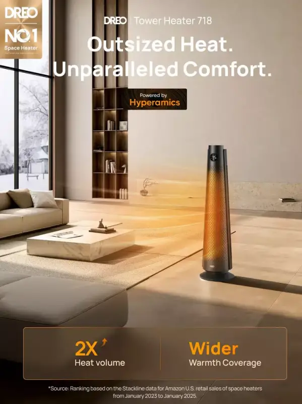 Gear Diary’s 2025 Holiday Gift Guide & Giveaway: Smart Home Tech, Cozy Gadgets, and Connected Comfort 123 DREO Tower Heater 718