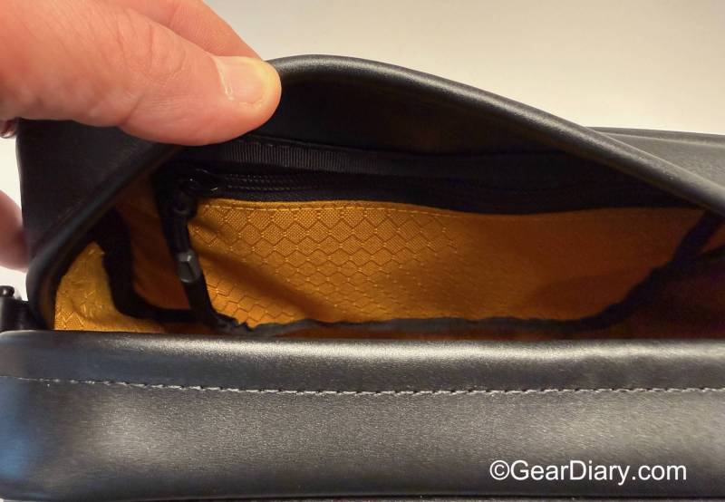 WaterField Hudson Leather Crossbody Review: A Handsome, Handcrafted EDC Bag That Marries Luxury and Function 13 Interior zipper on the WaterField Hudson Leather Crossbody
