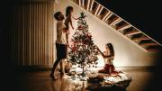Family with a christmas tree