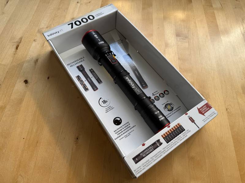 Infinity X1 7000 L Dual Power Flashlight Review: A Featured-Packed 7000 Lumen Powerhouse 3 Infinity X1 7000 L Dual Power Flashlight in retail box