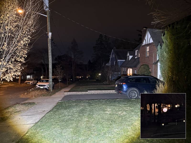 Infinity X1 7000 L Dual Power Flashlight Review: A Featured-Packed 7000 Lumen Powerhouse 10 The author's street while using the Infinity X1 7000 L Dual Power Flashlight