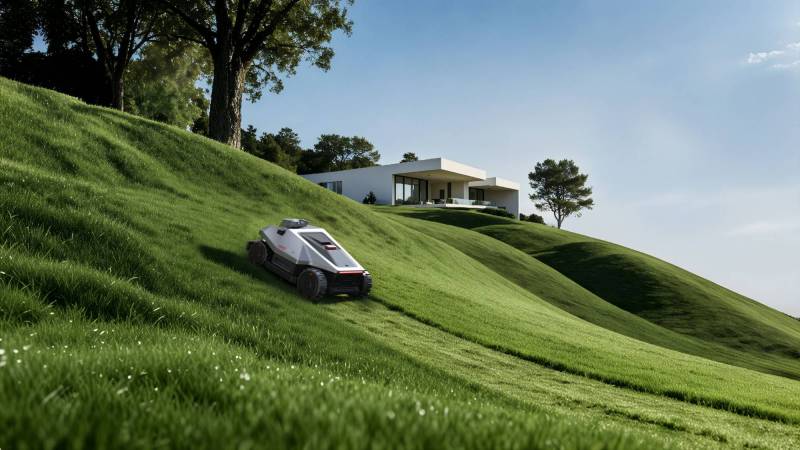 Meet the Goko M6: The Autonomous Lawn Mower Built for Slopes, Sprawling Yards, and Weekend Freedom 2 Goko M6 on a sloped lawn