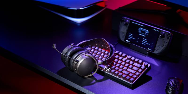 Audeze Maxwell 2 Wireless Gaming Headset Debuts with SLAM Tech, 90mm Planar Drivers, and 80+ Hour Battery 3 Audeze Maxwell 2 Wireless Gaming Headset lying on a keyboard