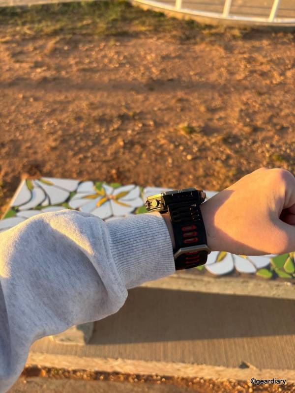 Amazfit T-Rex Ultra 2 Review: A 51mm Titanium Beast That's Built for Big Wrists and Bigger Adventures 11 Author's daughter wearing the Amazfit T-Rex Ultra 2