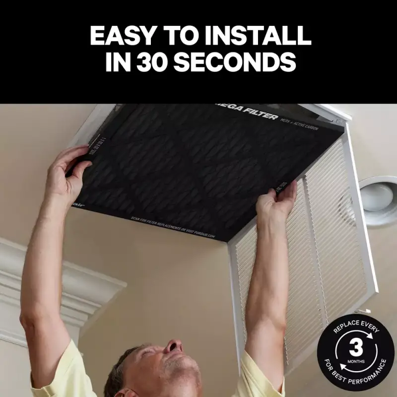 The PuroAir 130i HEPA Smart Air Purifier and PuroAir HVAC MERV 13 Mega Filter Work Together to Clean the Air in Your Home 12 PuroAir HVAC MERV 13 Mega Filter