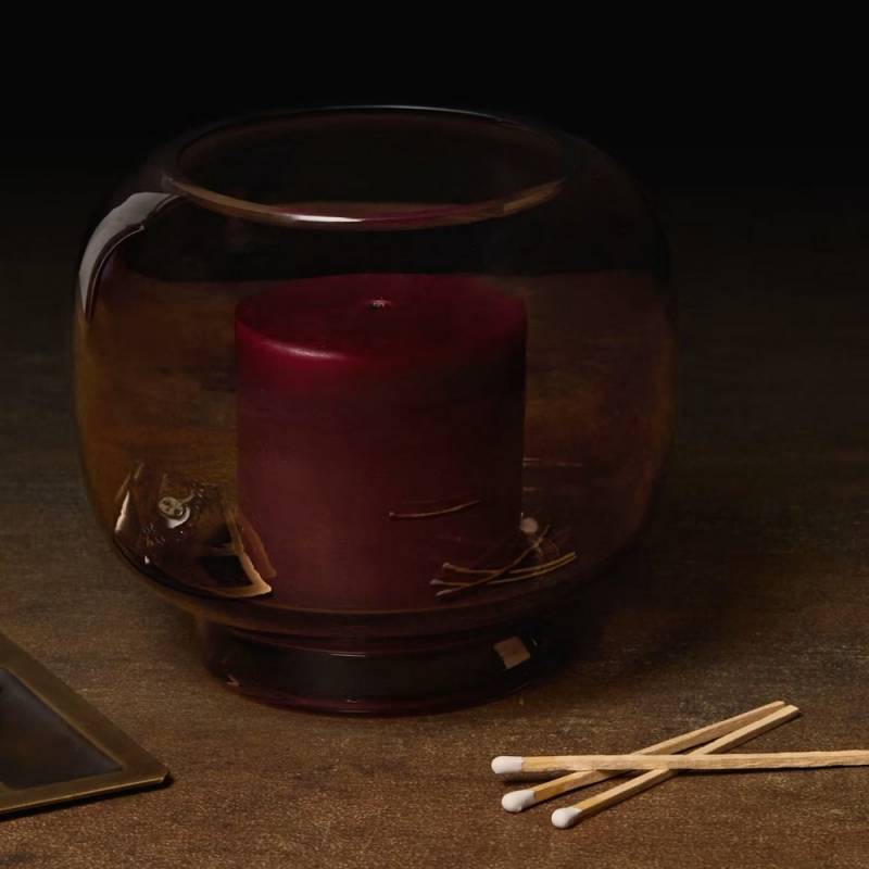 Ash & Fir Glass Candle Holder with Pillar Candle