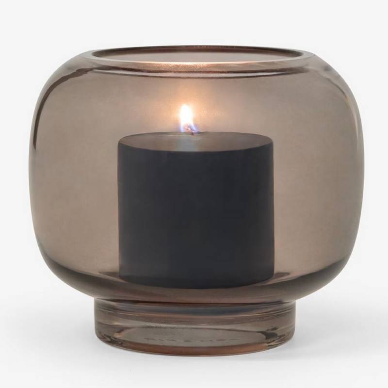 Ash & Fir Glass Candle Holder with Pillar Candle