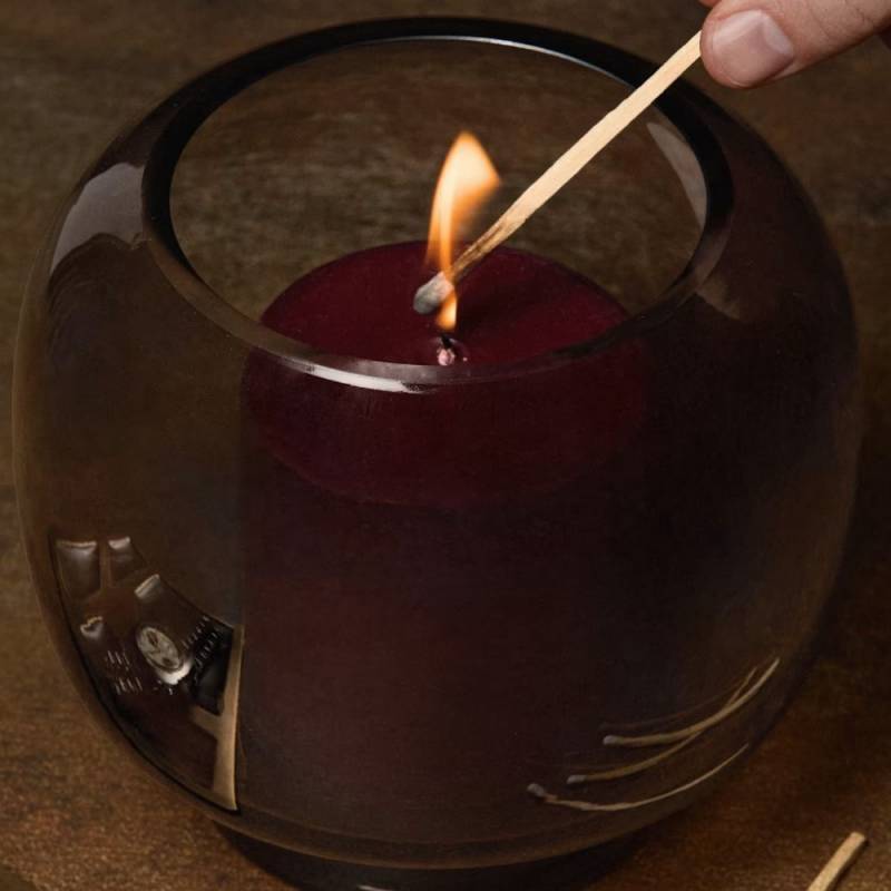 Ash & Fir Glass Candle Holder with Pillar Candle