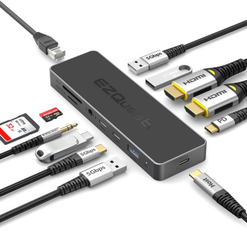 EZQuest 12-in1 Pro Series USB-C Multimedia Hub Adapter