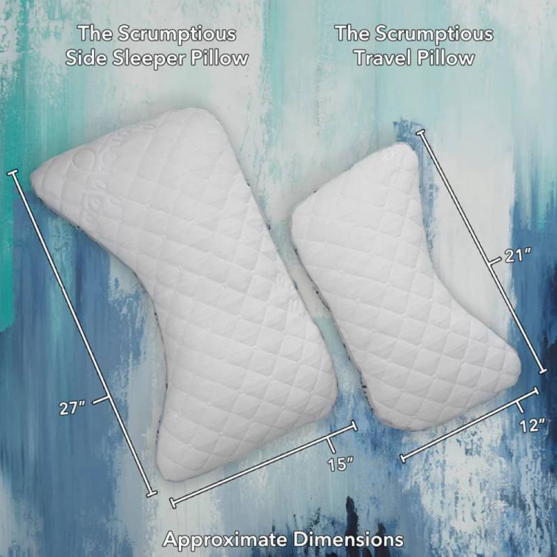 Honeydew Scrumptious Side Sleeper Pillow and Scrumptuous Travel Pillow Size Comparison